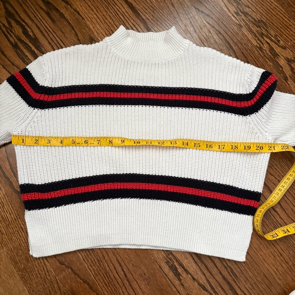 Lottie Moss Mock Neck Sweater with Red and Navy Stripes - Picture 5 of 6